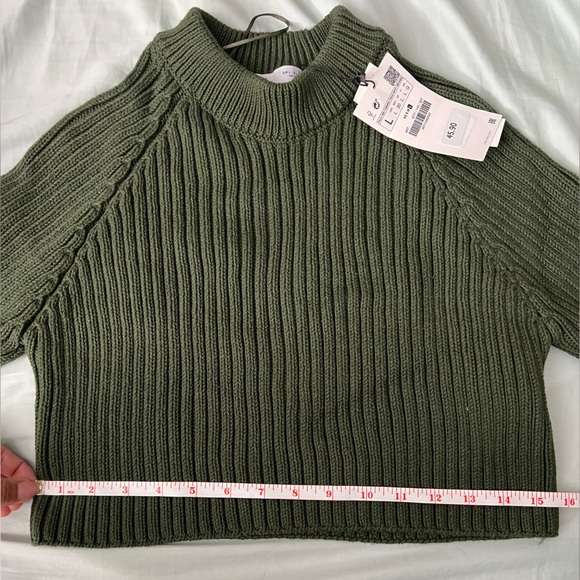 Zara Sage Green Ribbed Crew Neck Sweater - Picture 4 of 6